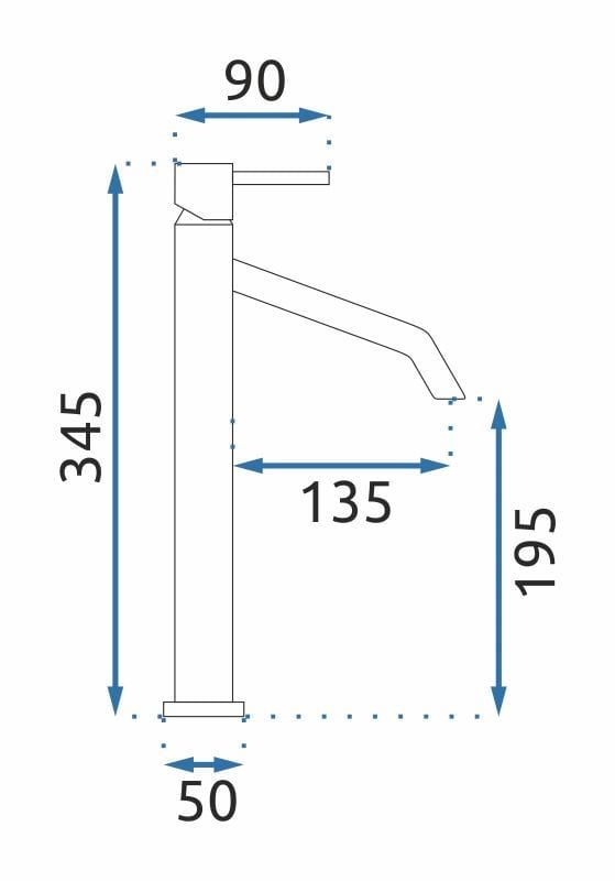 Baterie pentru lavoar Rea Level High, auriu mat