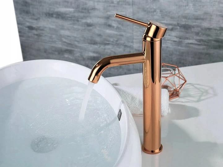 Baterie pentru lavoar Rea Lungo High, auriu rose