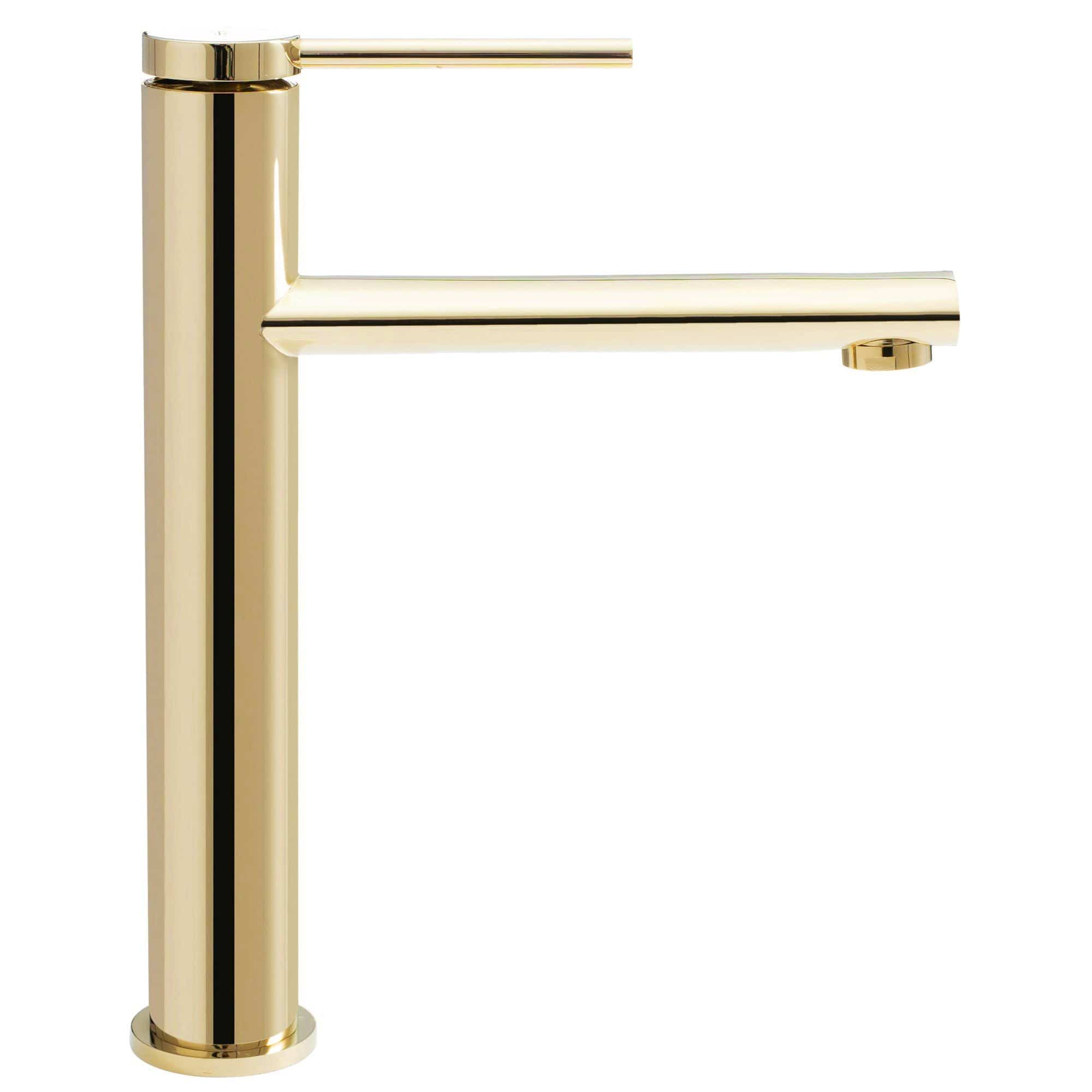 Baterie pentru lavoar Rea Oval High, auriu lucios