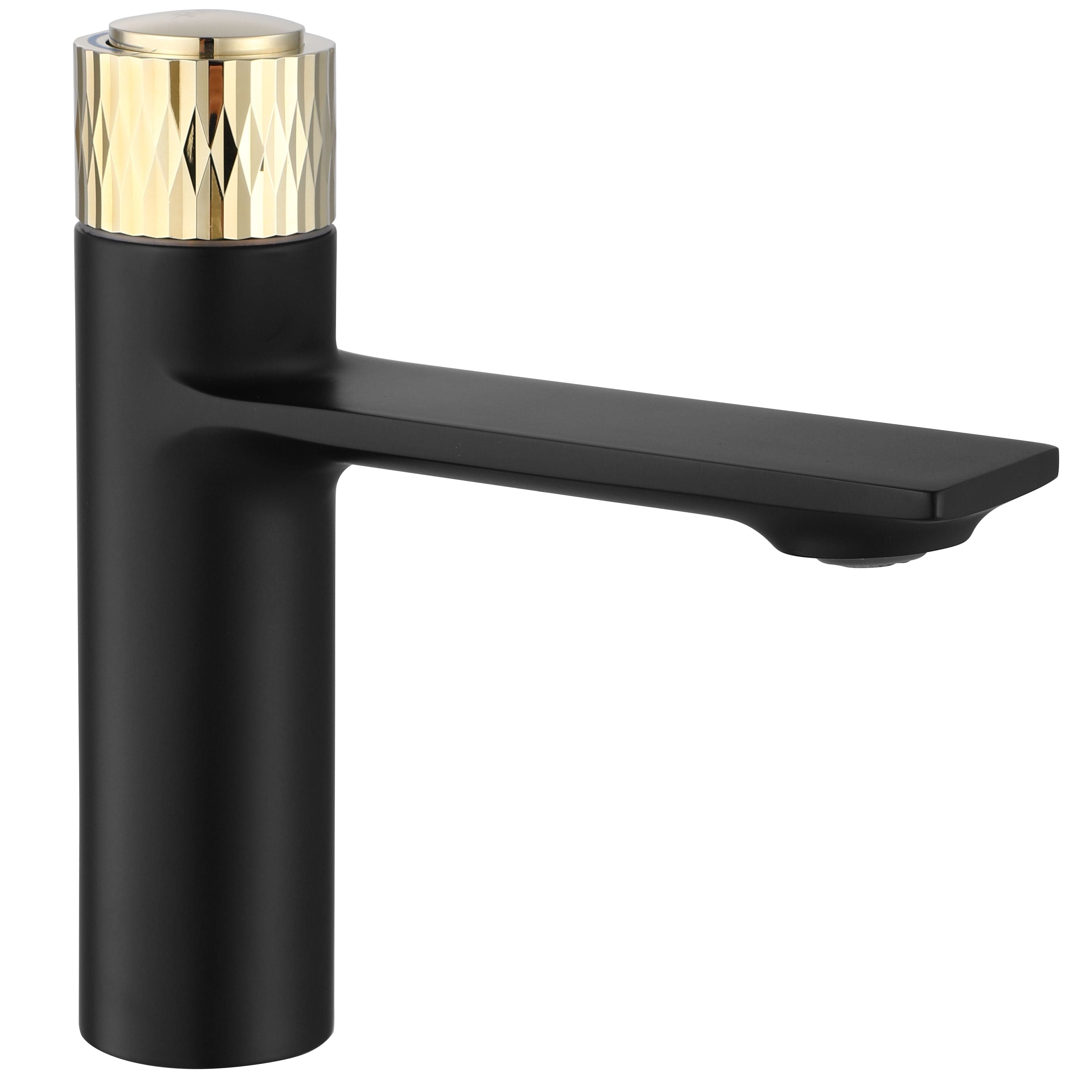 Baterie pentru lavoar Rea Storm Low, negru mat cu auriu