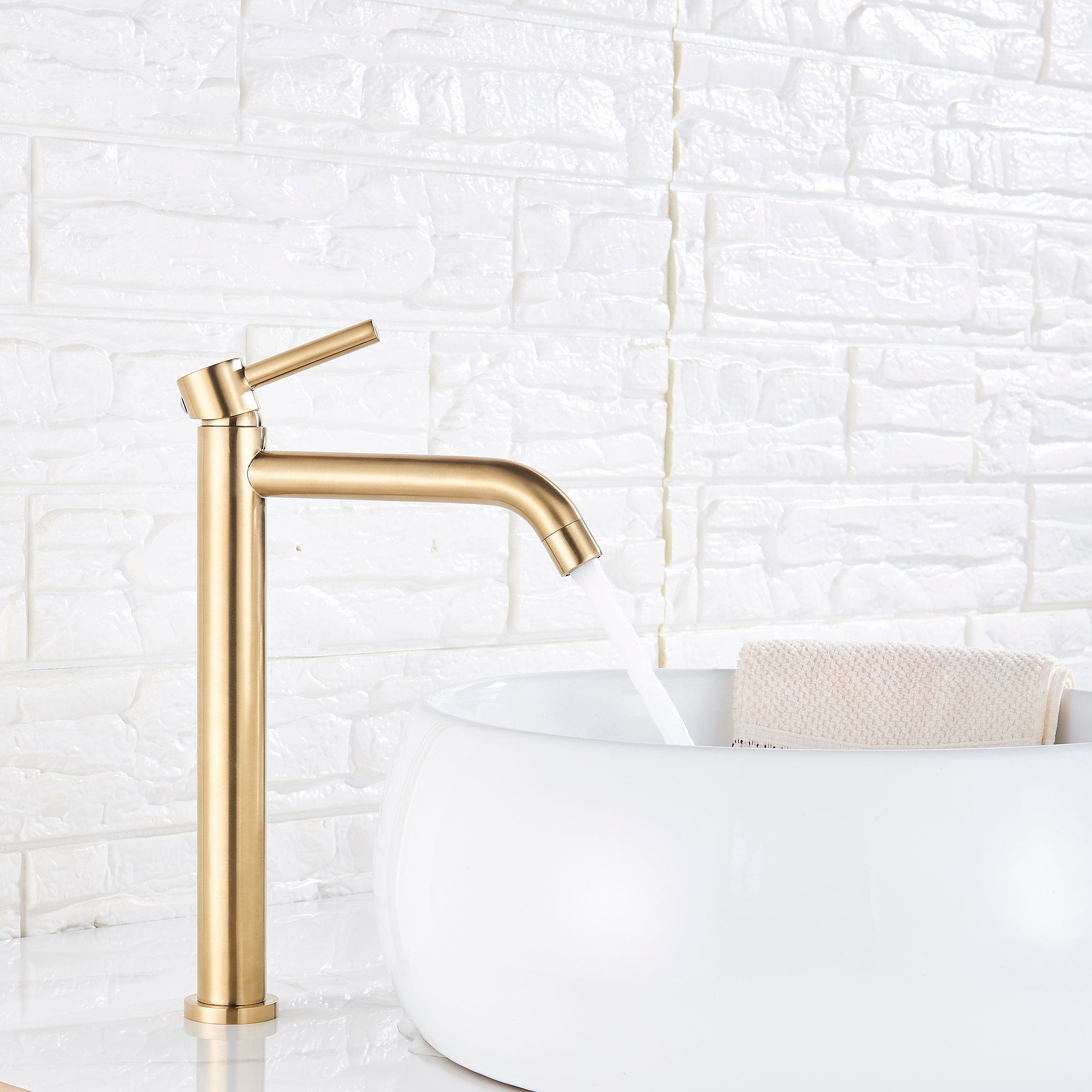 Baterie pentru lavoar slim Wasser Gold, cu montare pe blat, auriu, cod 1372