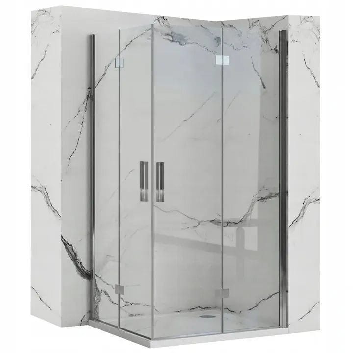 Cabină de duș de colț Rea Molier, argintiu lucios - 90x90 cm