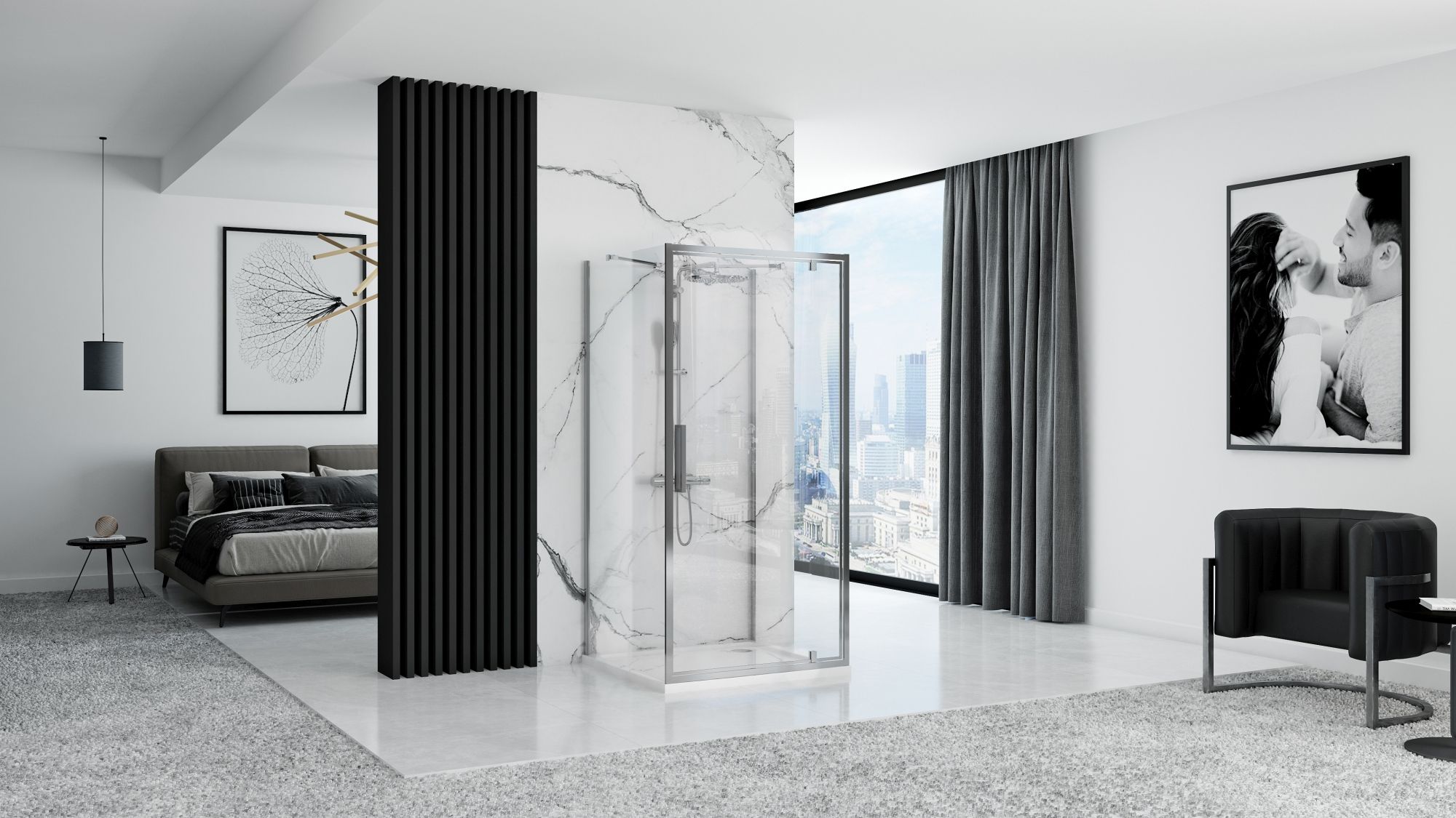 Cabină de duș de perete Rea Rapid Swing, crom, 90x100 cm