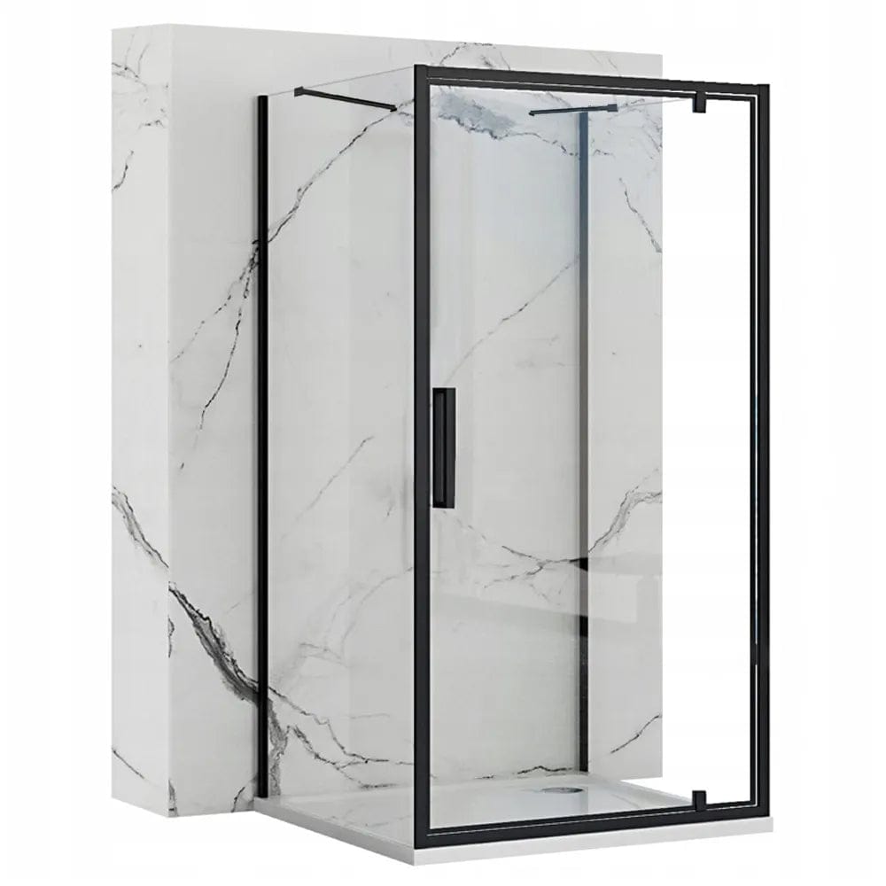 Cabină de duș de perete, Rea Rapid Swing, negru - 100x100 cm