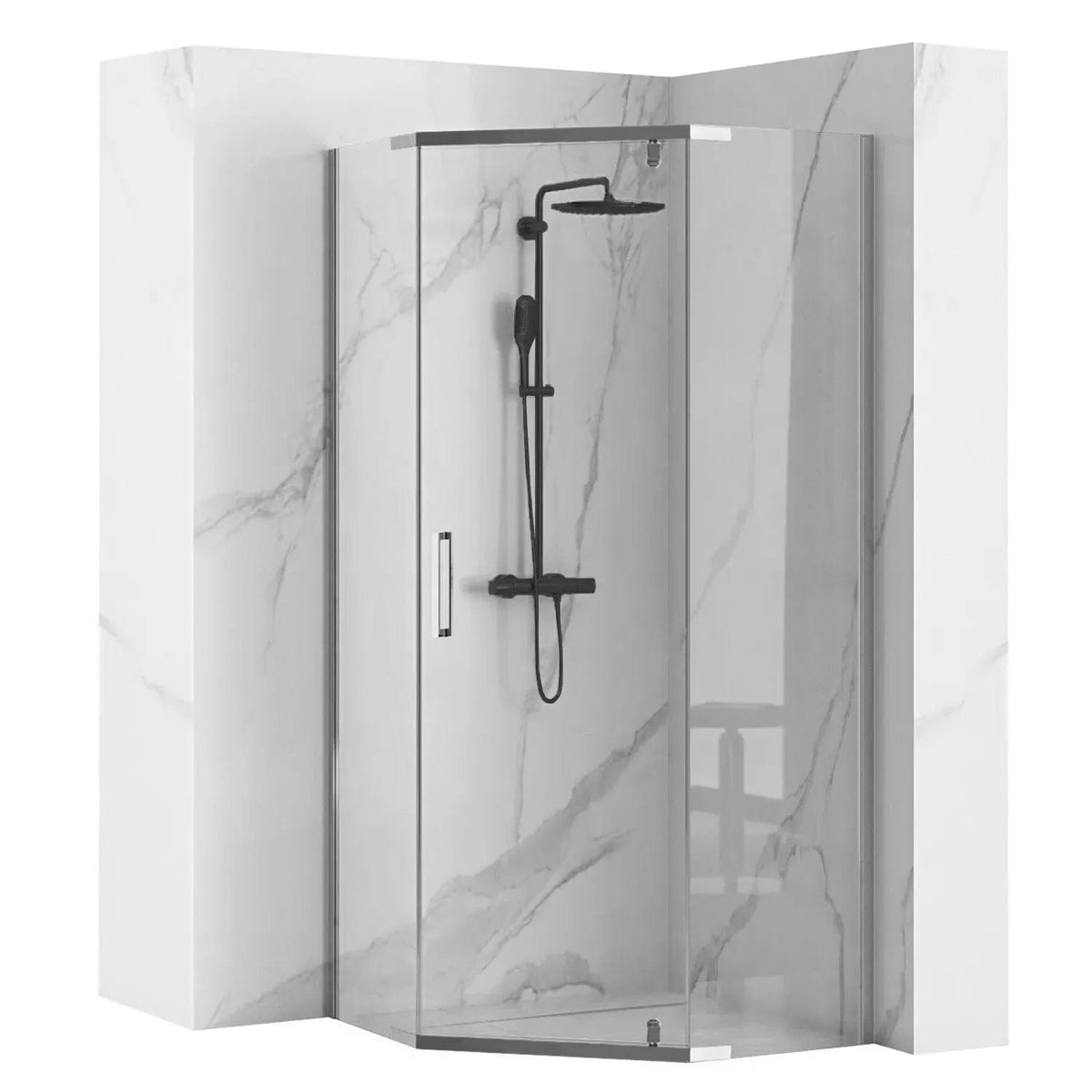 Cabină de duș Rea Axin, argintiu lucios - 80x80 cm