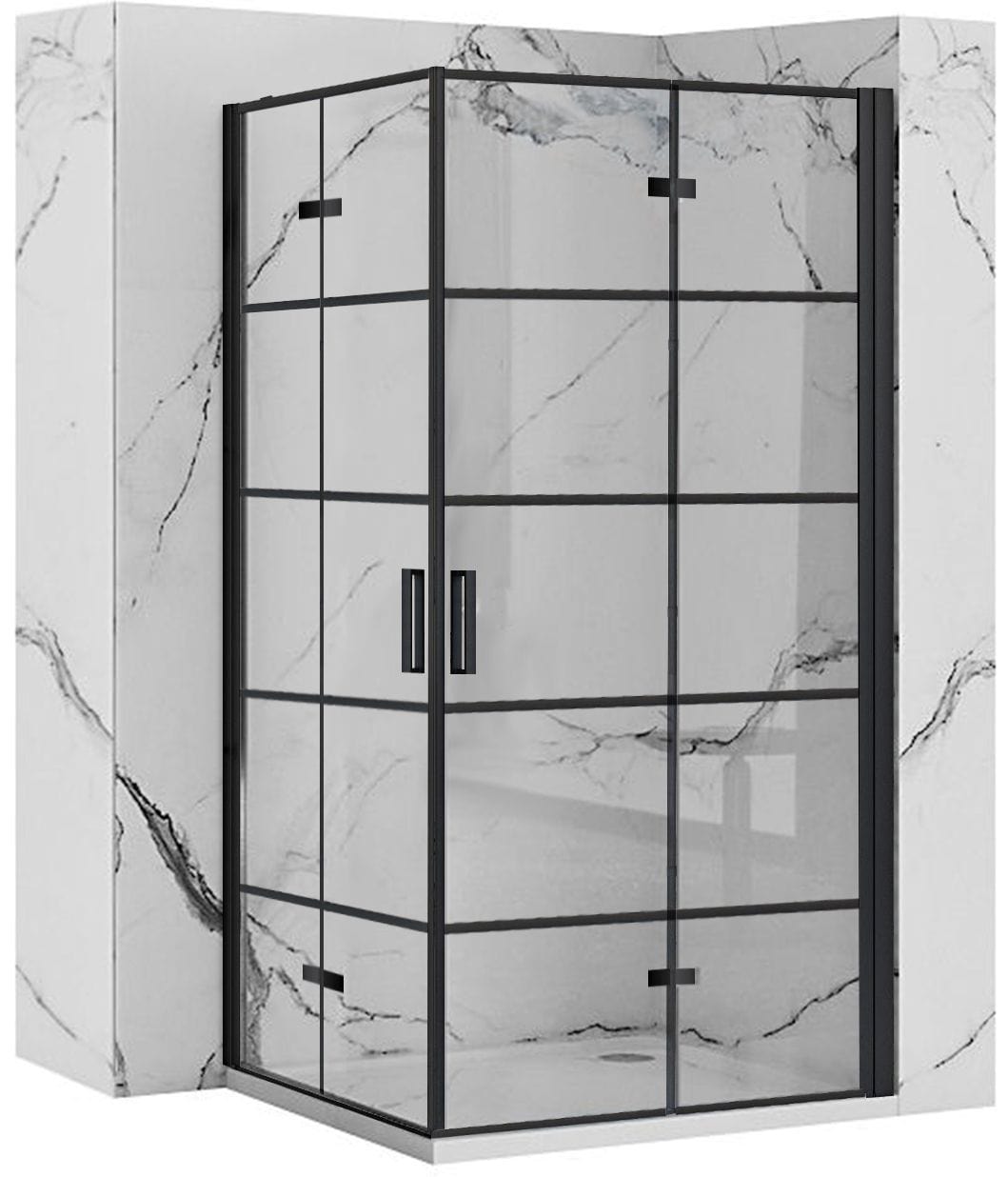 Cabină de duș Rea Molier double, negru, 110x110 cm