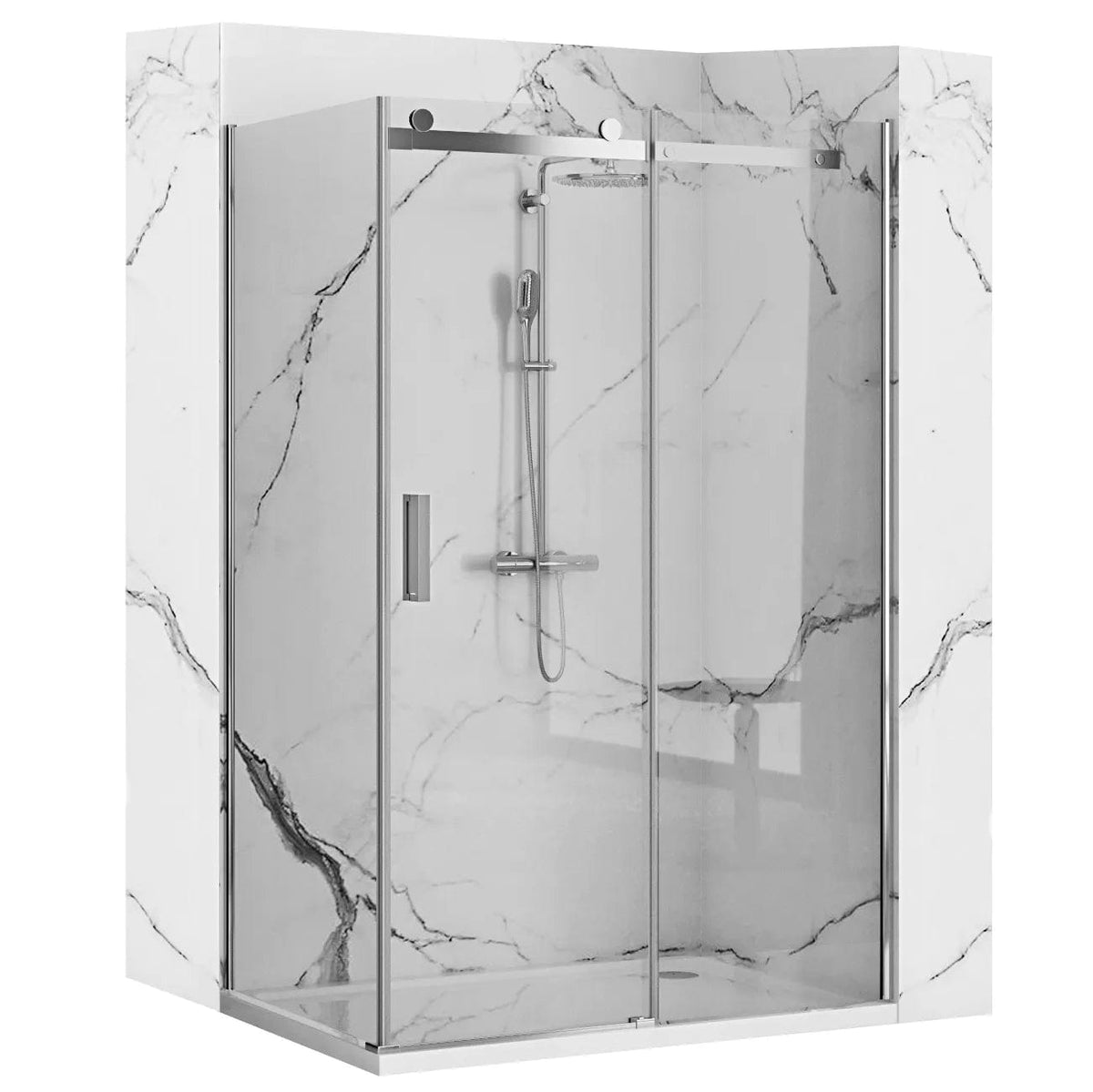 Cabină de duș Rea Nixon, argintiu lucios - 80x130 cm stanga