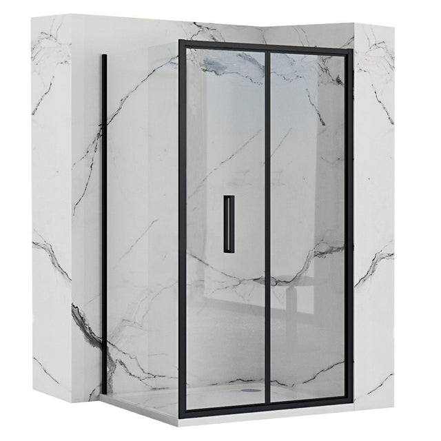 Cabină de duș Rea Rapid Fold, negru, 100x100 cm