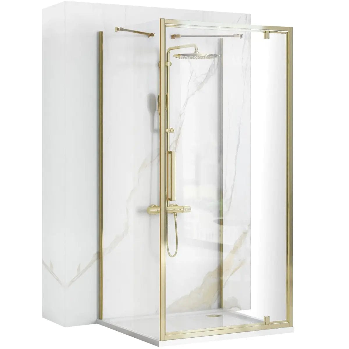 Cabină de duș Rea Rapid Swing, auriu - 100x80 cm