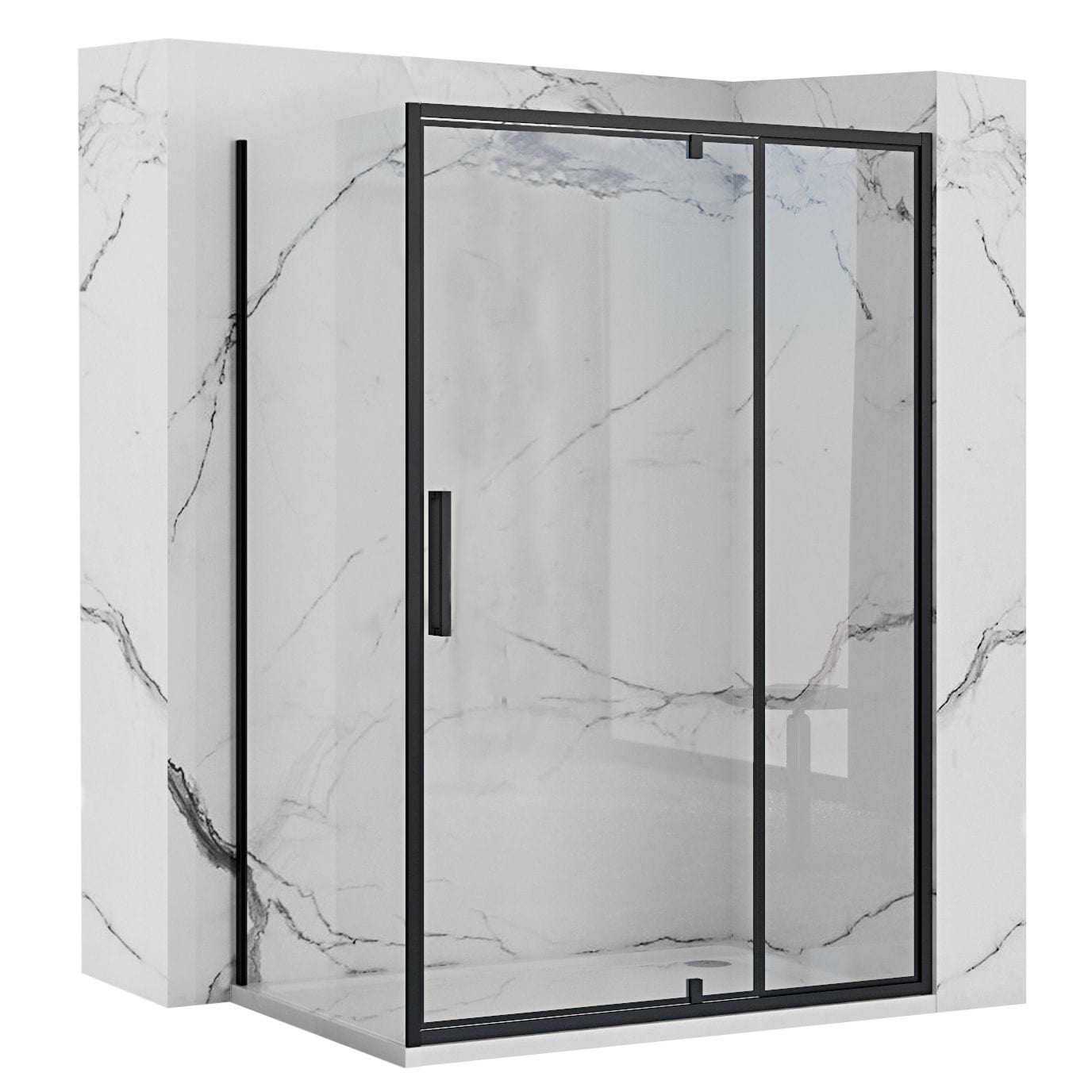Cabină de duș Rea Rapid Swing, negru, 90x80 cm