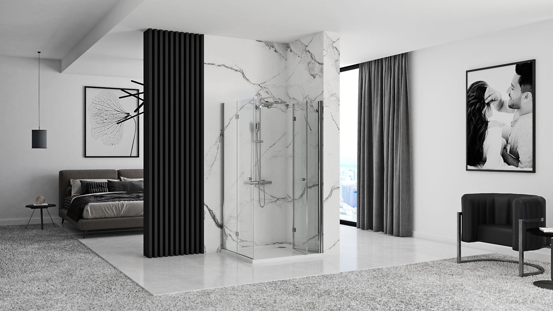 Cabina de dus Rea Fold N2, crom, 120x120 cm