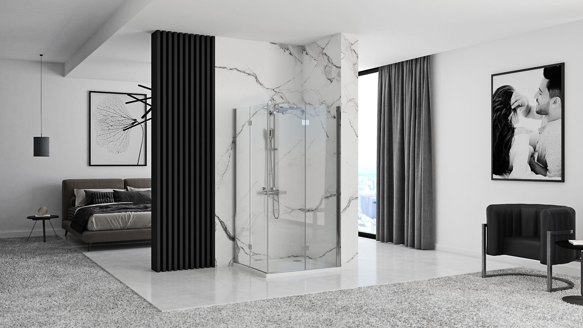 Cabina de dus Rea Fold N2, crom, 120x120 cm