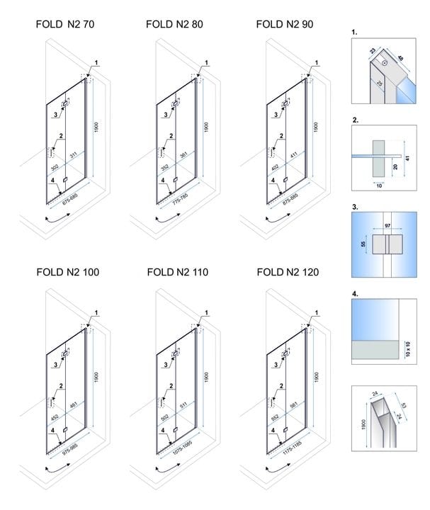 Cabina de dus Rea Fold N2, crom, 120x120 cm