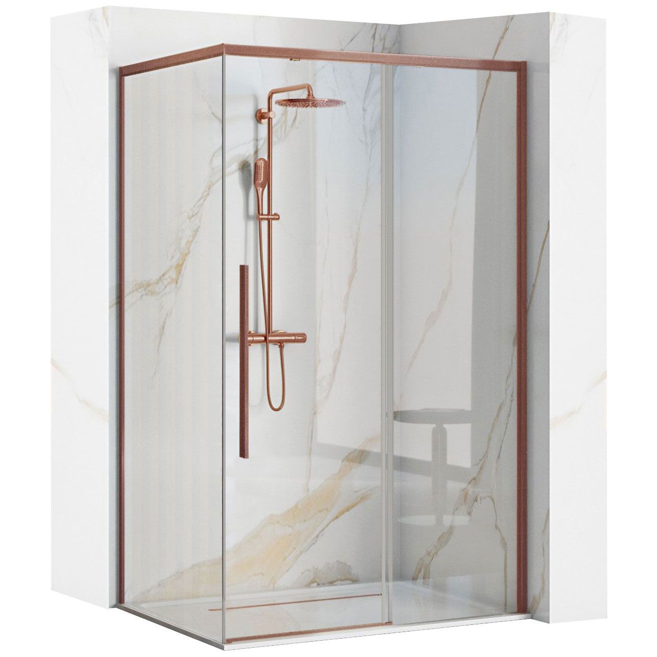 Cabina de dus Rea Solar 100x80 cm – profil cupru periat