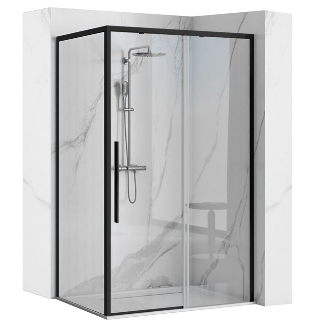 Cabina duș REA Solar 90x90 cm cu cadita Savoy black – profil negru mat