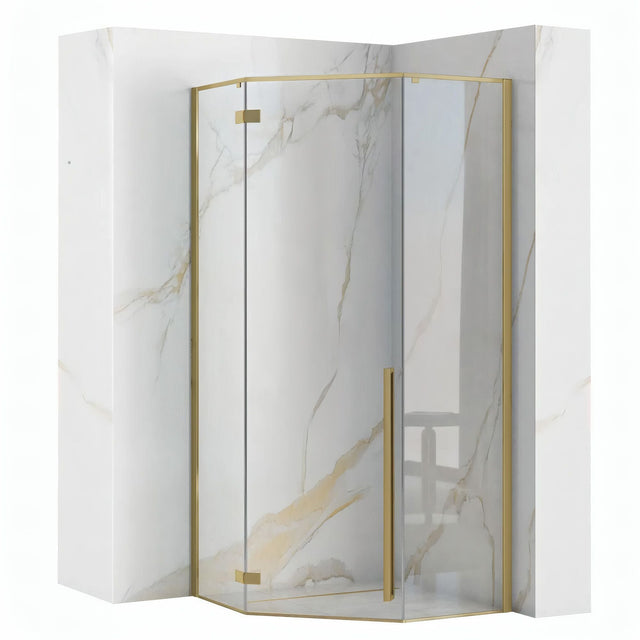 Cabina dus Rea Diamond 90x90 cm – profil auriu periat