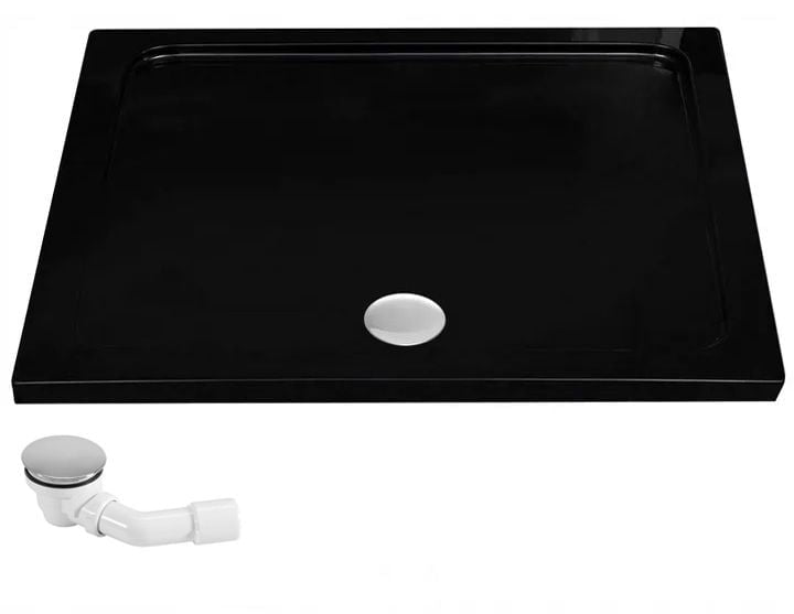 Cabina dus Rea Fargo 100x80 cm cu cadita Savoy – profil negru mat