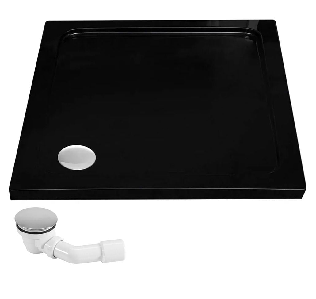 Cabina dus Rea Fargo 90x90 cm, cu cadita Savoy black – profil negru