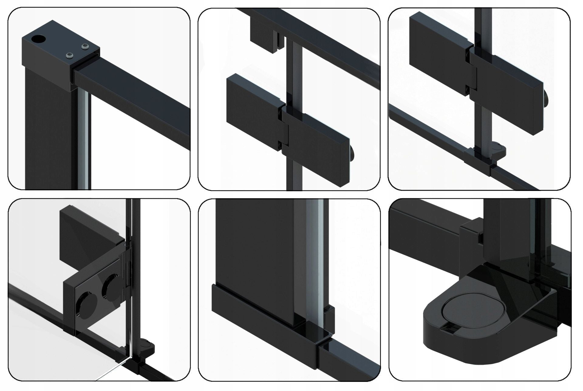 Cabina dus Rea Fargo 90x90 cm, cu cadita Savoy black – profil negru