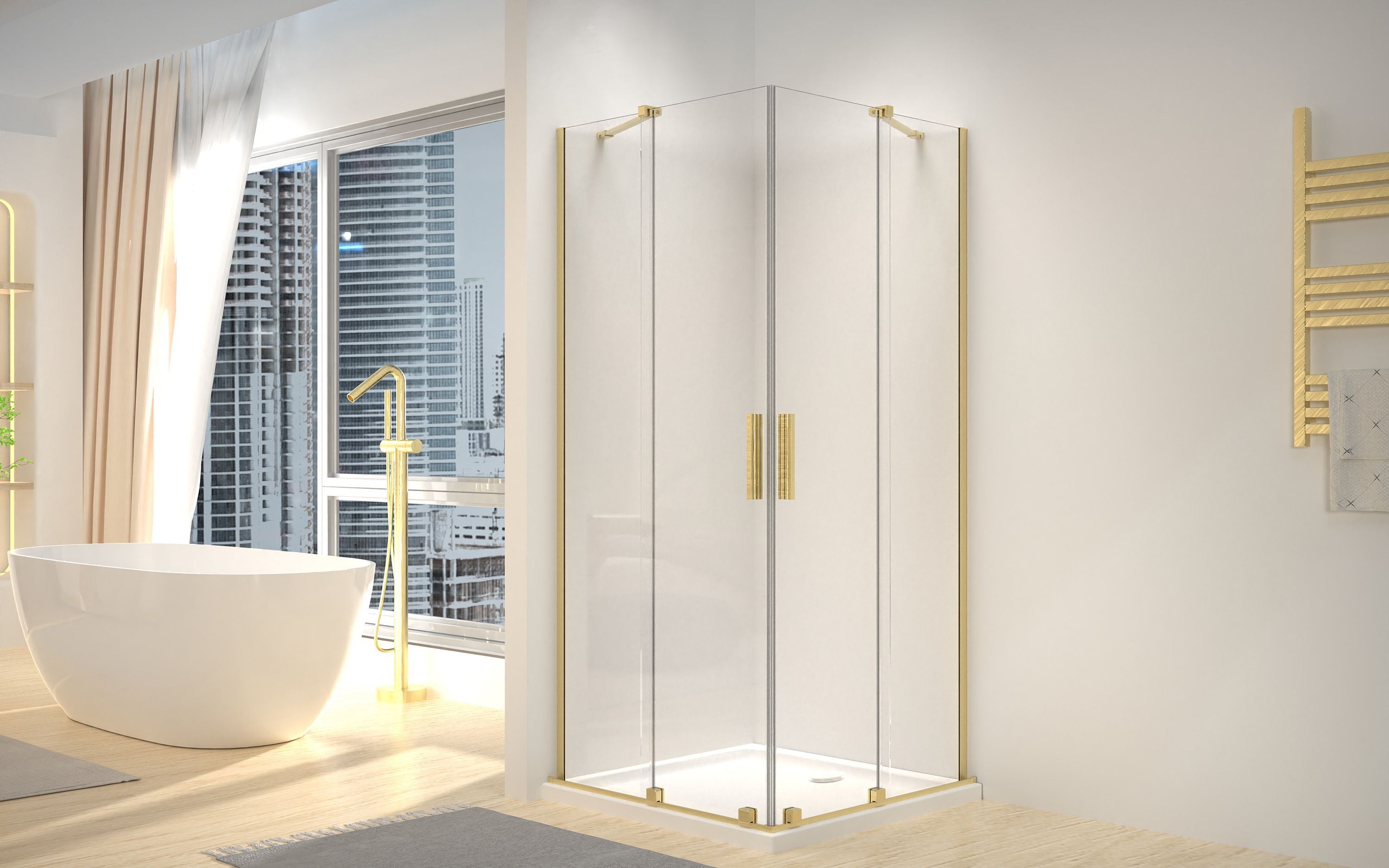 Cabina dus Rea Montana Double 80x100 cm – profil auriu periat