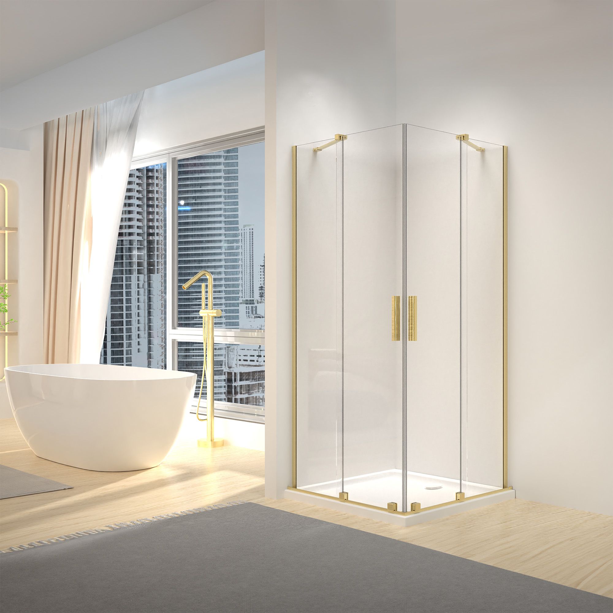 Cabina dus Rea Montana Double 80x100 cm – profil auriu periat