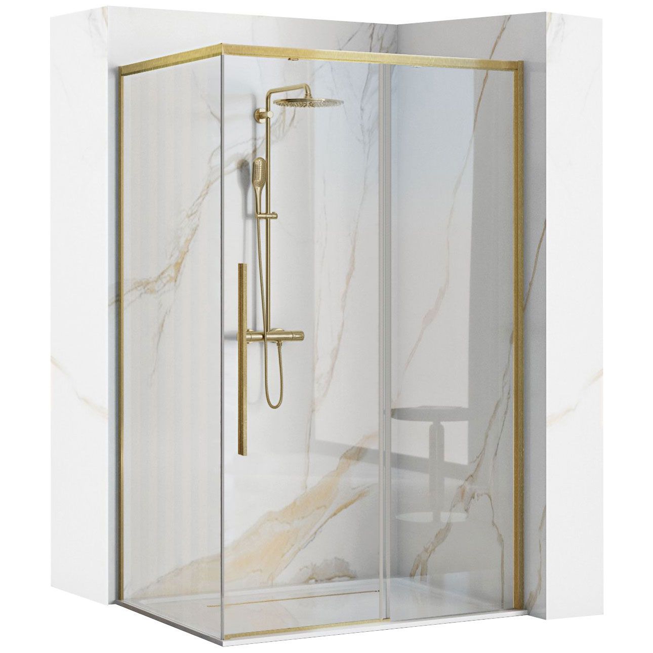 Cabina dus Rea Solar 100x80 cm – profil auriu periat
