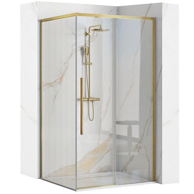Cabina dus Rea Solar 90x90 cm – profil auriu periat