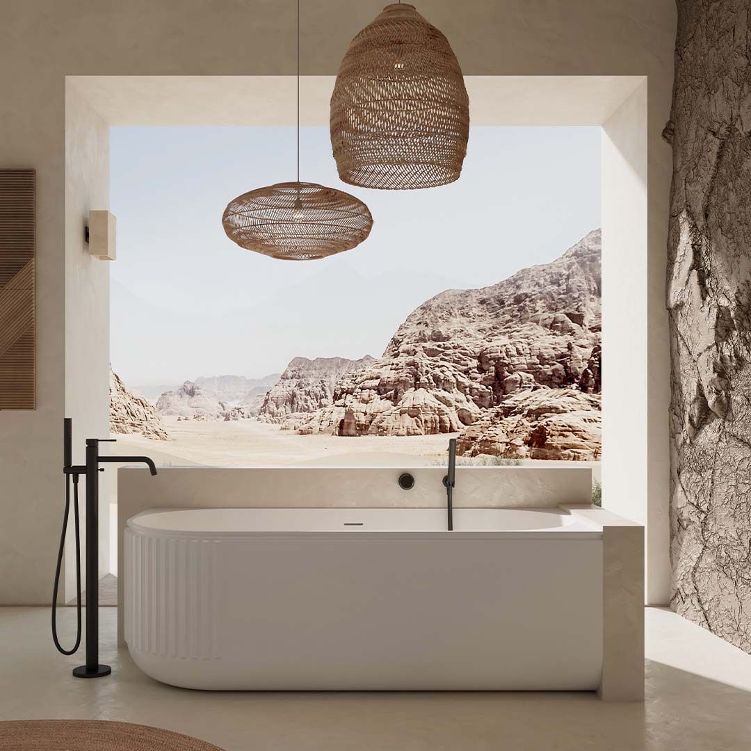 Cada de baie, de colt dreapta, 1700x756x580, din compozit, ovala, alb mat, riflat, MonBlari