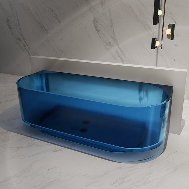 Cada de baie, de perete, 1500x720x550, din rasina, albastru transparent, MonBlari