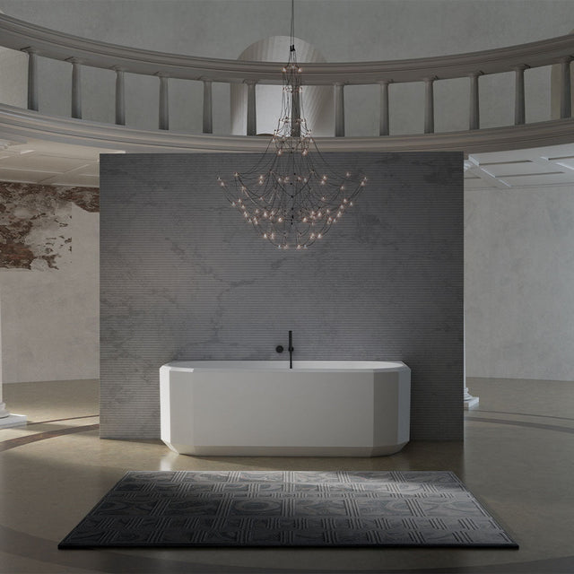Cada de baie, de perete, 1500x750x550 mm, alb mat, compozit, forma ovala, MonBlari Beryl