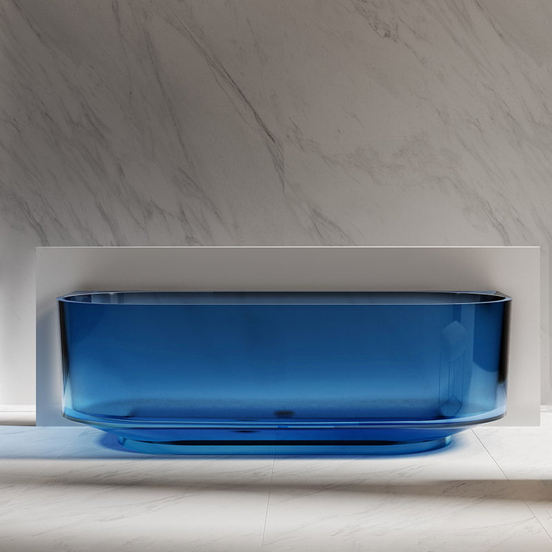 Cada de baie, de perete, 1700x750x550, din rasina, albastru transparent, MonBlari