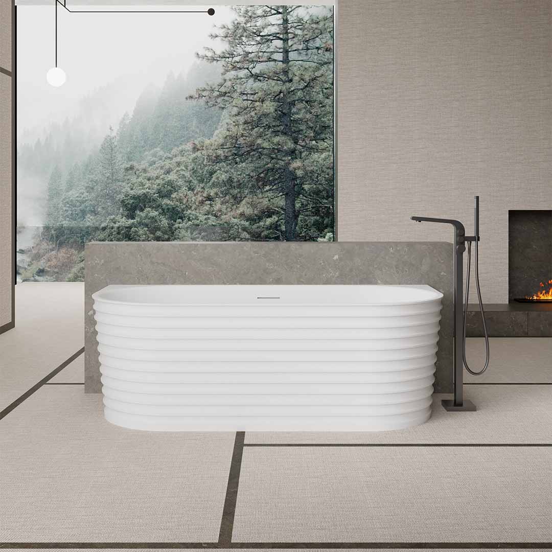 Cada de baie, de perete, 1700x800x550, din compozit, ovala, alb, MonBlari