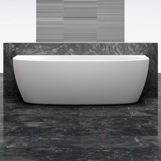 Cada de baie, de perete, 1700x800x550 mm, din compozit, ovala, alb mat, MonBlari