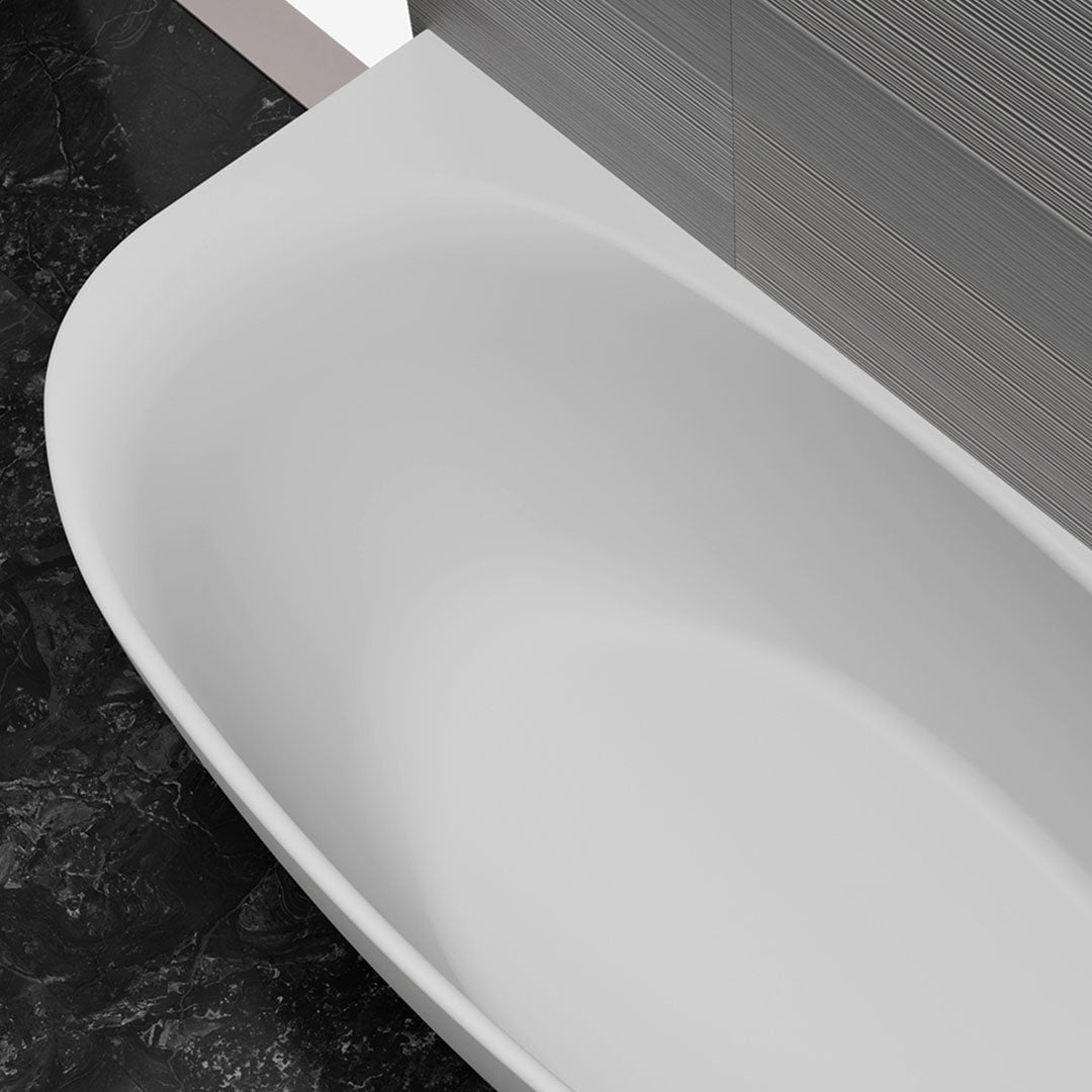 Cada de baie, de perete, 1700x800x550 mm, din compozit, ovala, alb mat, MonBlari