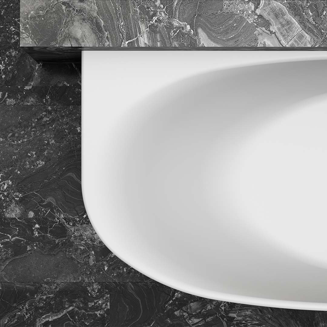 Cada de baie, de perete, 1700x800x550 mm, din compozit, ovala, alb mat, MonBlari