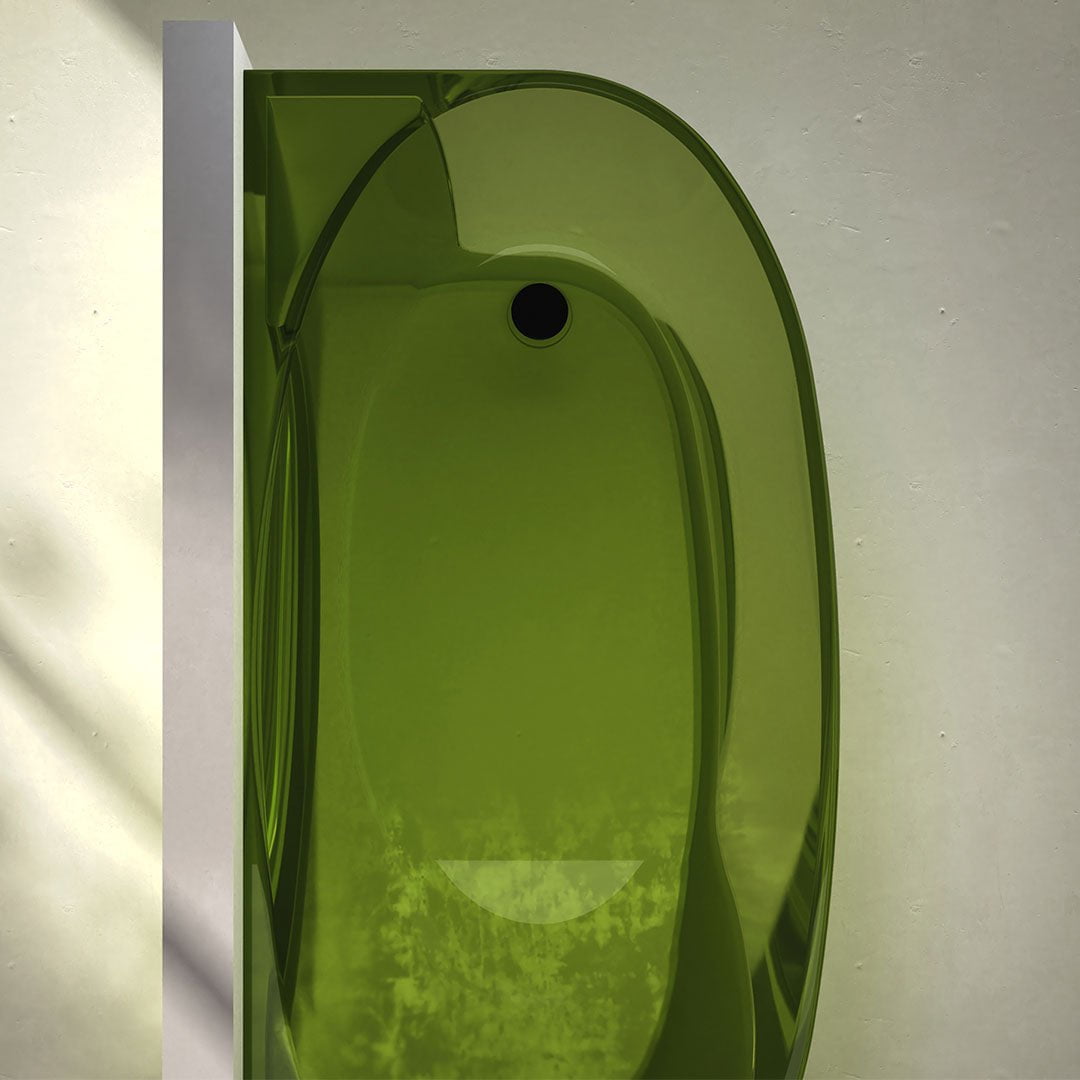 Cada de baie, de perete, 1700x800x550 mm, din rasina, ovala, verde transparent, MonBlari