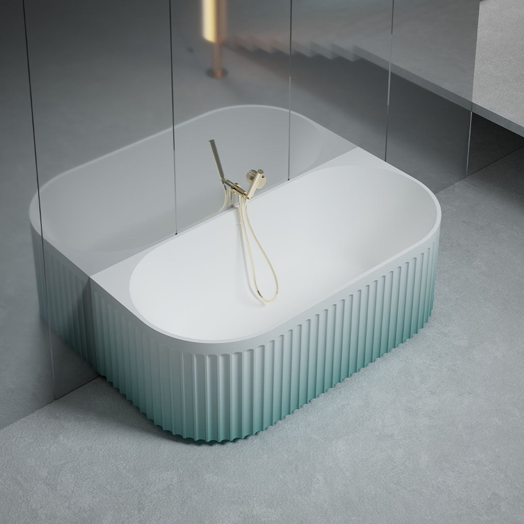 Cada de baie, de perete, 1700x800x550mm, alb, din compozit, ovala, finisaj mat, MonBlari