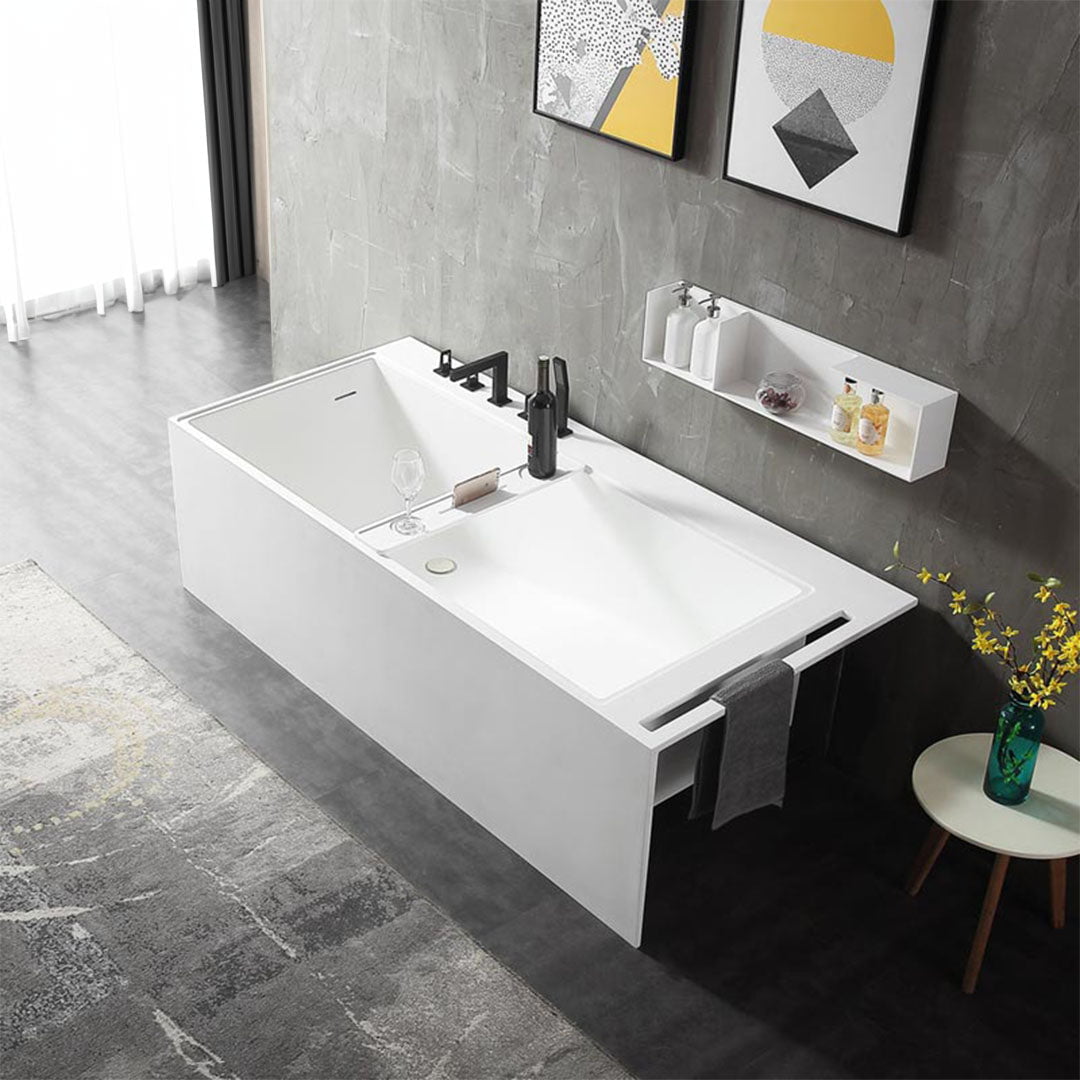 Cada de baie, de perete, 1850x850x550 mm, din compozit, dreptunghiulara, alb,  MonBlari