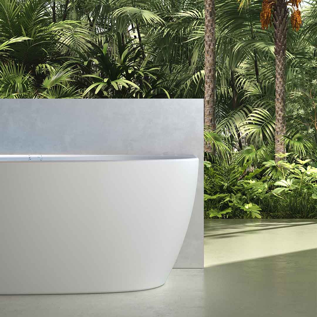 Cada de baie, de perete, functie jacuzzi, 1700x800x550 mm, din compozit, ovala, alb mat, MonBlari