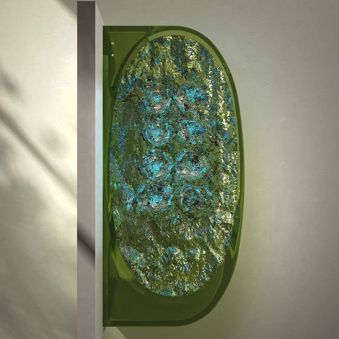 Cada de baie, de perete, functie jacuzzi, 1700x800x550 mm, din rasina, ovala, verde transparent, MonBlari