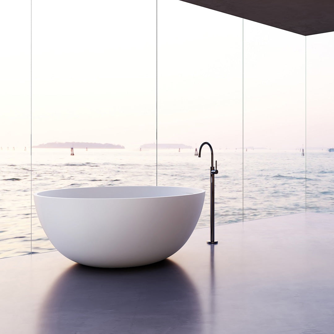 Cada de baie, freestanding, 1300x1300x550 mm, din compozit, rotunda, alb, MonBlari