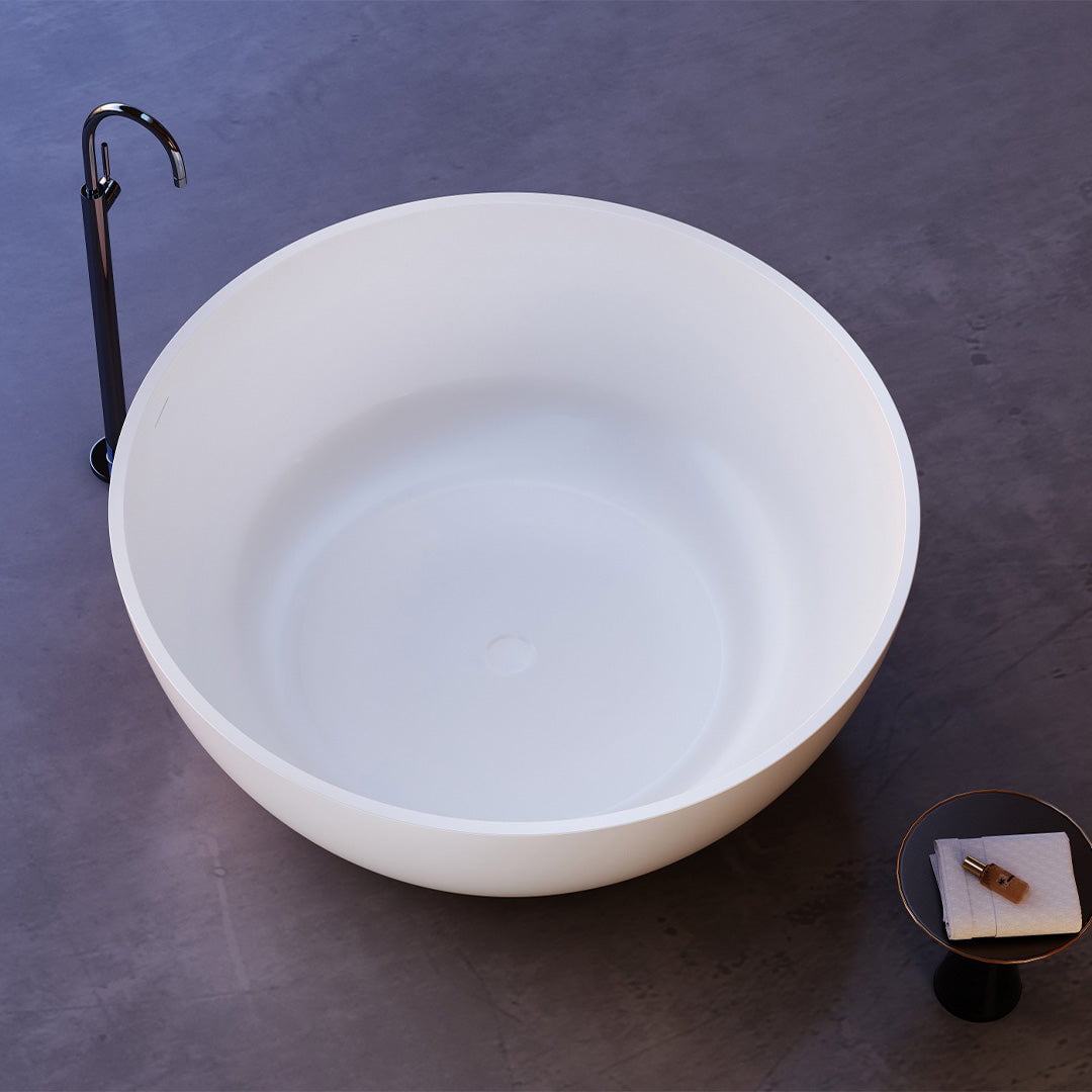 Cada de baie, freestanding, 1300x1300x550 mm, din compozit, rotunda, alb, MonBlari