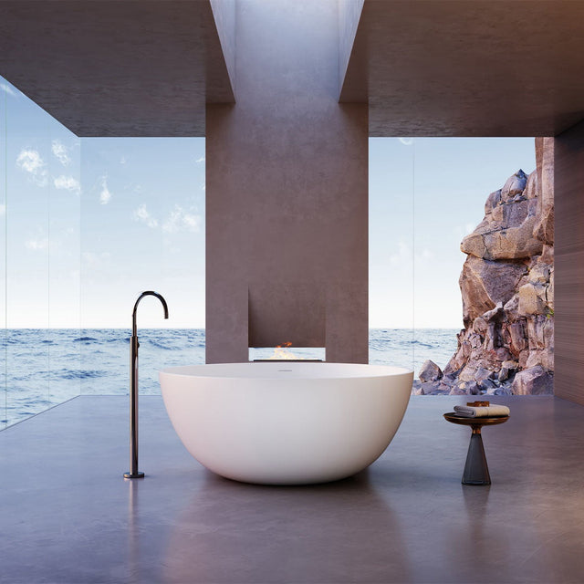 Cada de baie, freestanding, 1300x1300x550 mm, din compozit, rotunda, alb, MonBlari