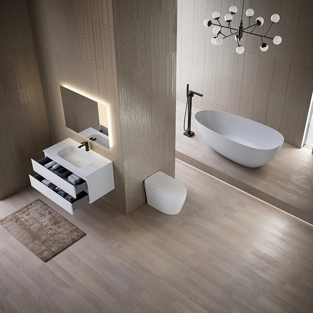 Cada de baie, freestanding, 1400x700x550 mm, din compozit, ovala, alb, MonBlari