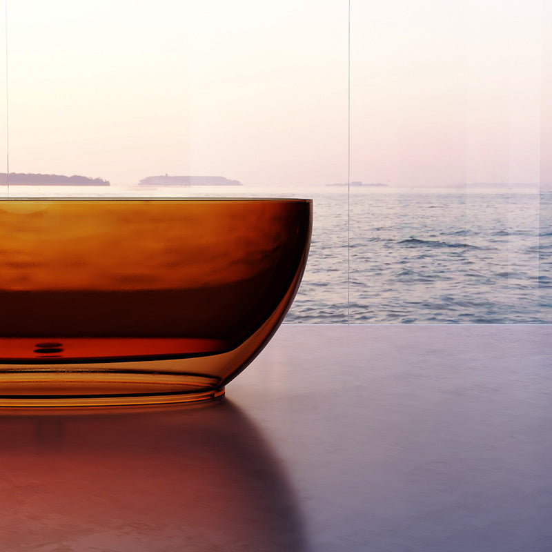 Cada de baie, freestanding, 1400x780x550, din rasina, ovala, rosu caramiziu transparent, MonBlari