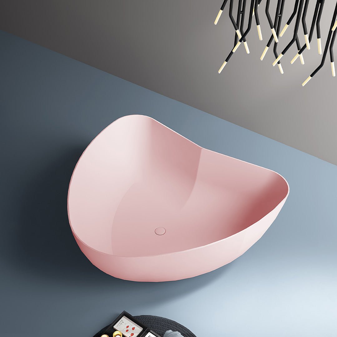 Cada de baie, freestanding, 1500x1300x580, din acril, forma de inima, roz mat, MonBlari