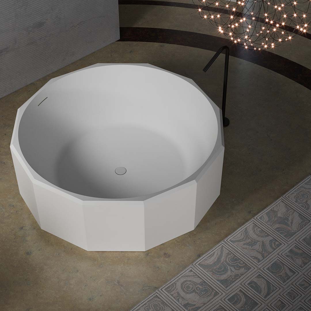 Cada de baie, freestanding, 1500x1500x550 mm, alb mat, compozit, rotunda, MonBlari Beryl