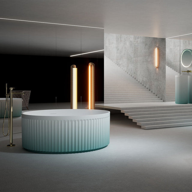 Cada de baie, freestanding, 1500x1500x550mm, alb, din compozit, rotunda, finisaj mat, MonBlari