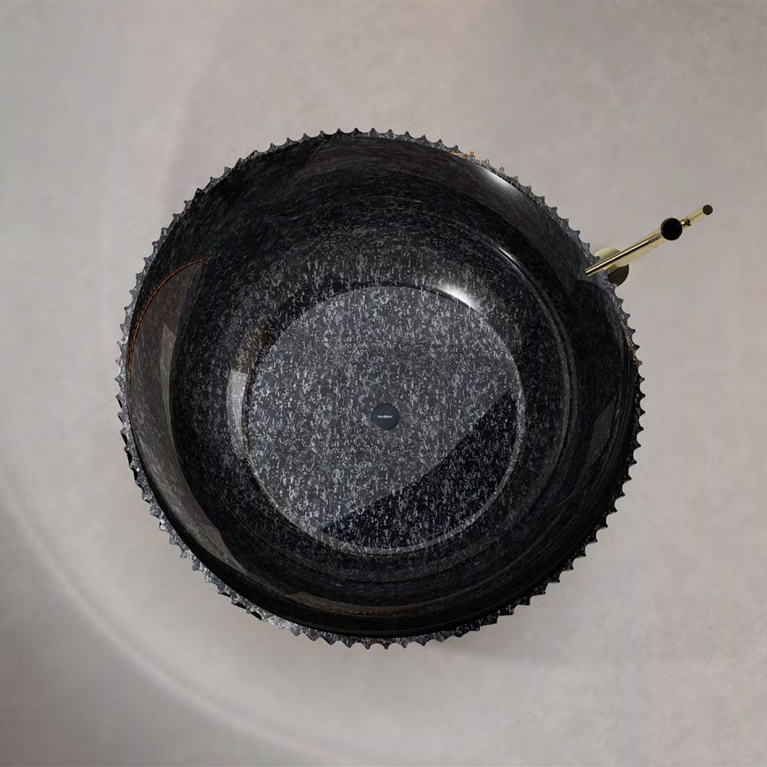 Cada de baie, freestanding, 1500x1500x635 mm, negru, din fibra de carbon, rotunda, finisaj mat, MonBlari