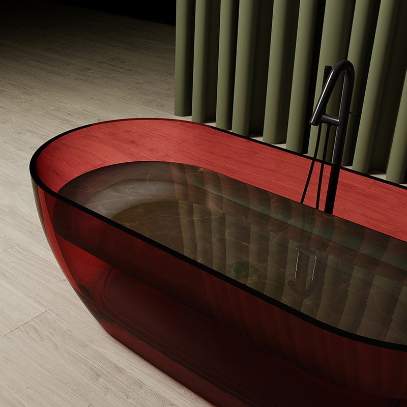 Cada de baie, freestanding, 1500x720x550, din rasina, ovala, rosu transparent, MonBlari